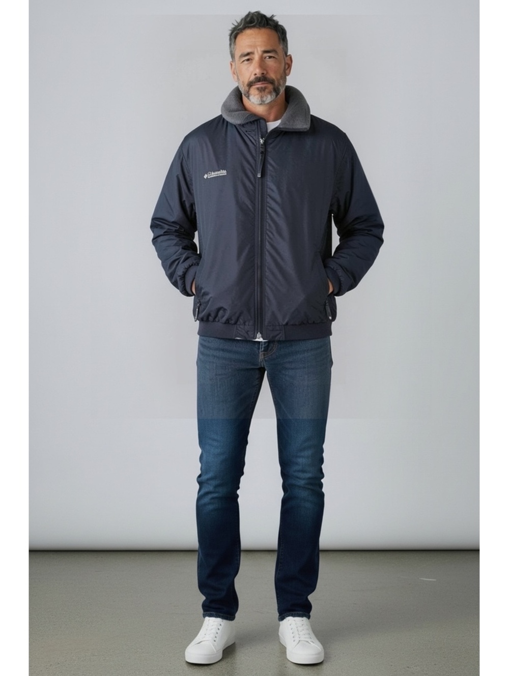 Columbia Men's XL Navy Blue Lightweight Fleece-Lined Jacket